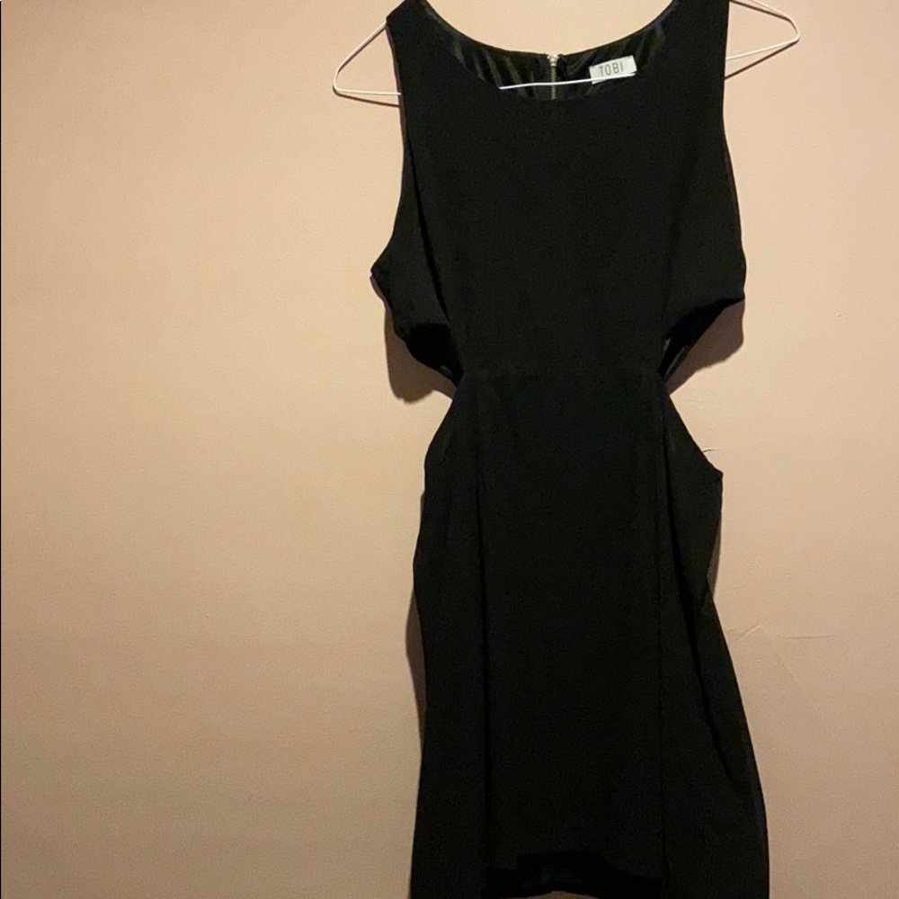 Black Tobi Mini Dress with Side Cut Outs